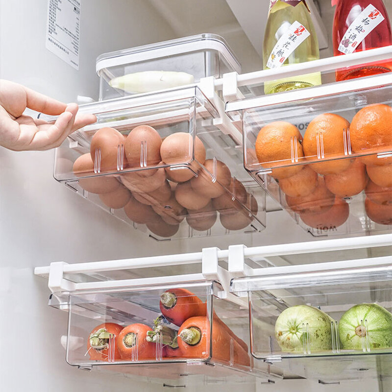 Tiroir de réfrigérateur 1/4/8 compartiment, organisateur de tiroir de réfrigérateur, conteneur de rangement Transparent pour réfrigérateur, garde-manger congélateur