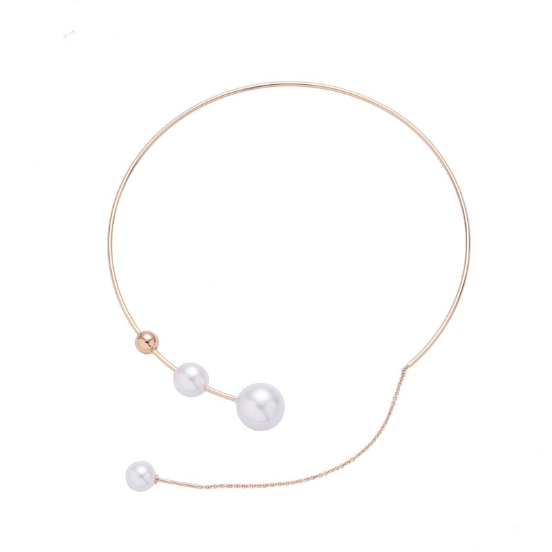 Gargantilla elegante de perlas de imitación blancas para mujer, Collar de cadena de clavícula, joyería de boda, novedad de 2021