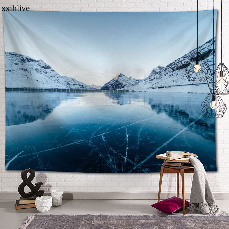 Custom Tapestry Landscape Lake Printed Large Wall Tapestries Hippie Wall Hanging Bohemian Wall Art Decoration Room Decor 70x95cm
