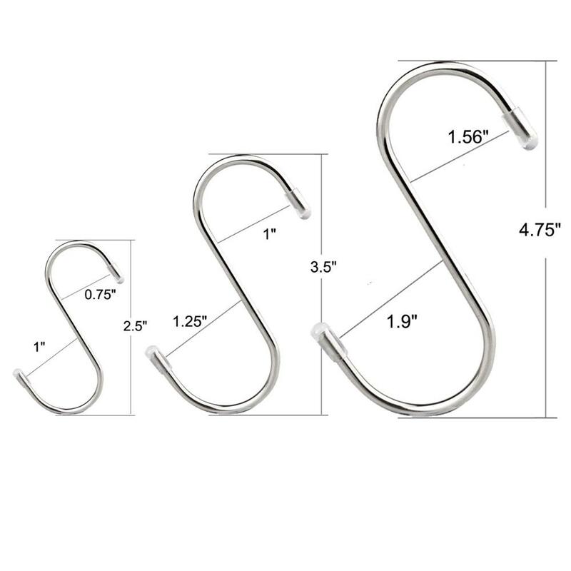 Paquete de 5 ganchos de acero inoxidable para colgar, ganchos de alta resistencia, L, 4,8 ", M, 3,5", S, 2,5"