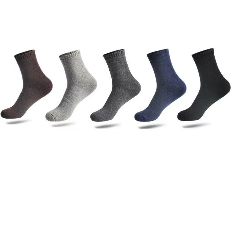 10 pares/meias masculinas de inverno, meias de algodão confortáveis, grossas, toalhas, meias meio tubo, quente, meias de neve, respirável, meias de negócios