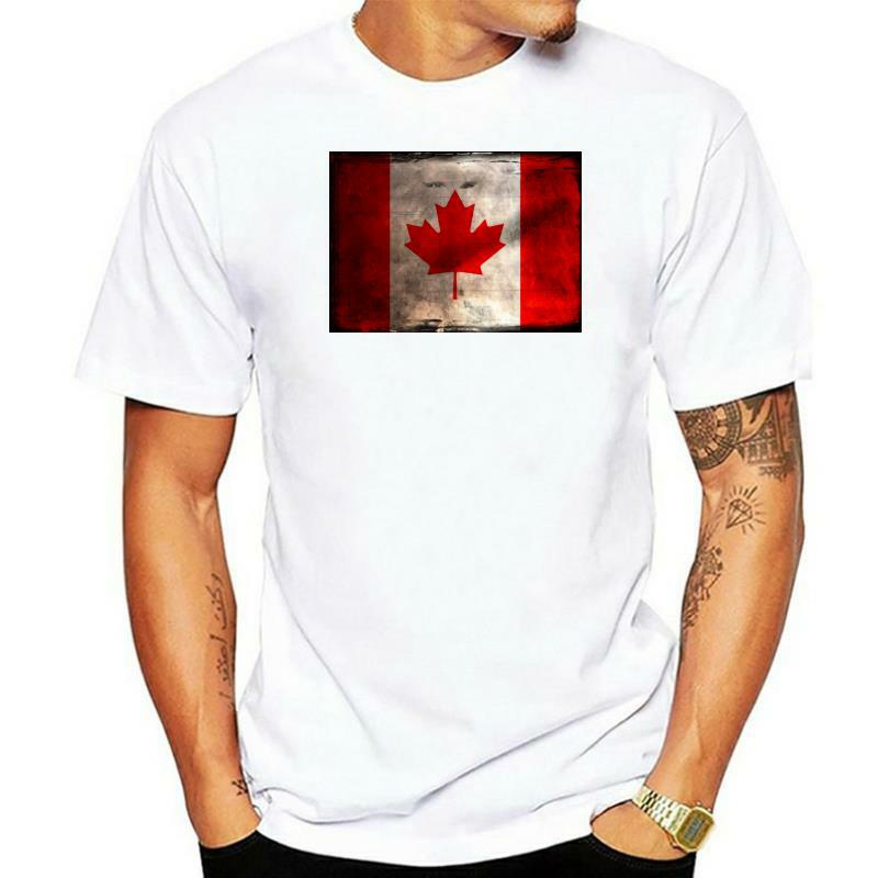 Distressed vintage Kanada Flagge Kurzarm Tops Shirt Rundhals 100% Baumwolle Männliche T-Shirt Angepasst Sweatshirts Grafik