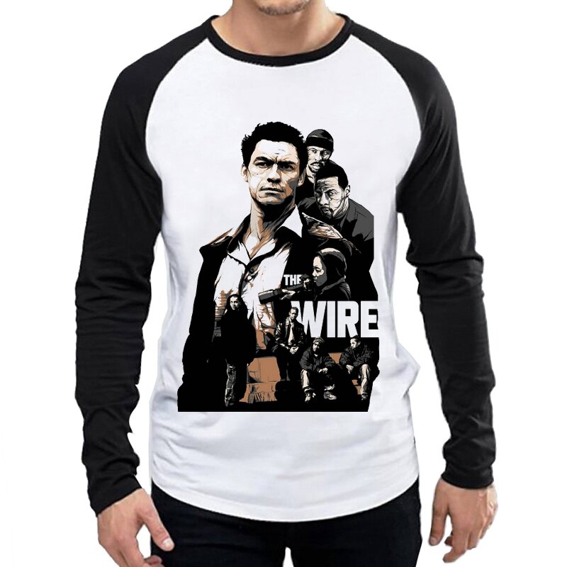 The Wire T-Shirt Long Sleeve Mens Movie Logo Tops Tees Fashion Summer White Color Full Sleeve Movie Clothes