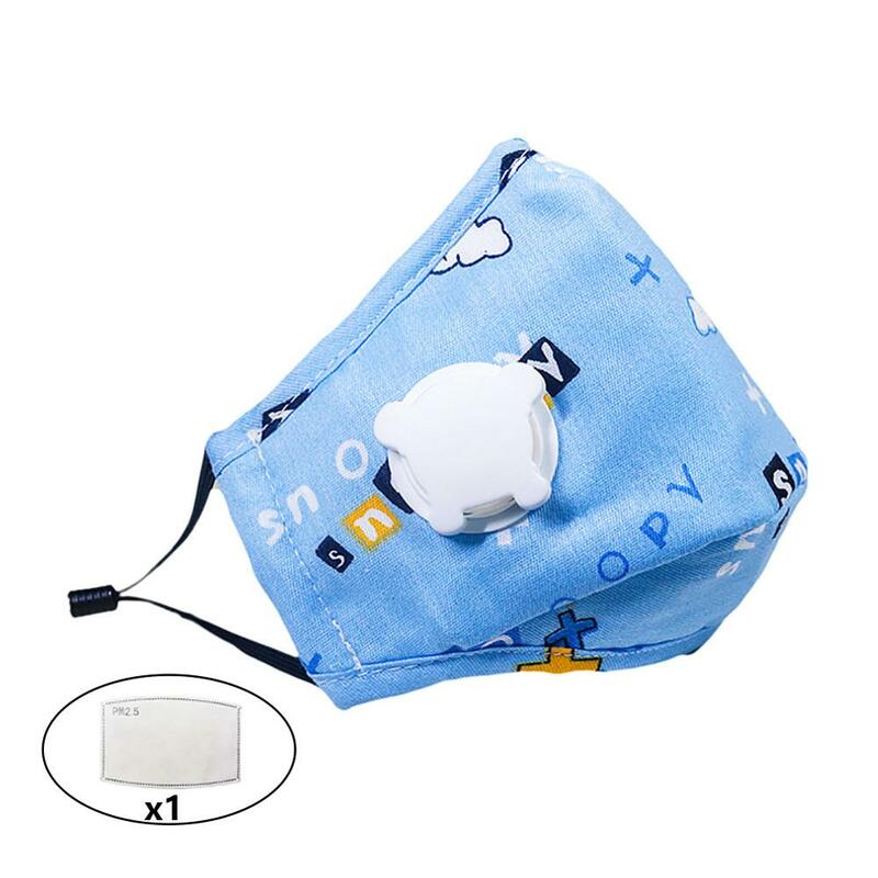 Mascarilla con válvula respiratoria para niños, cubreboca infantil con almohadilla de filtro lavable PM2.5 de carbón activado con dibujos animados de panda, contra la contaminación