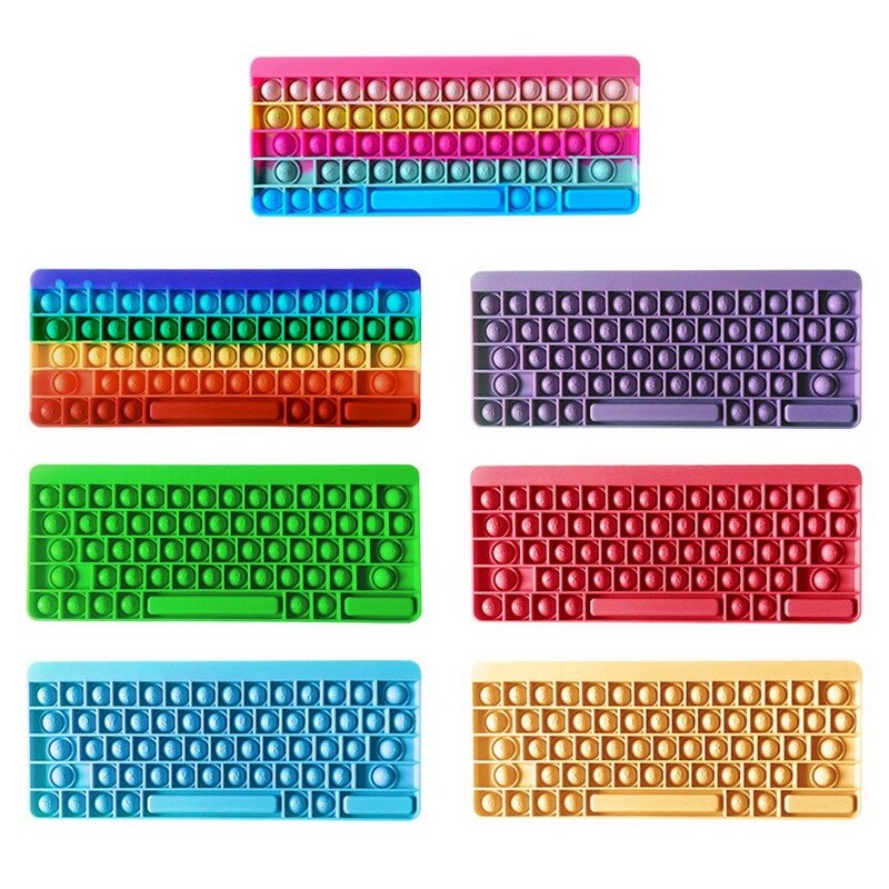 Rainbow Keyboard Push Fidget Toys Bubble Soft Squishy Reliver Stress Toy Adult Antistress Box Gifts Squeeze Kids Toys