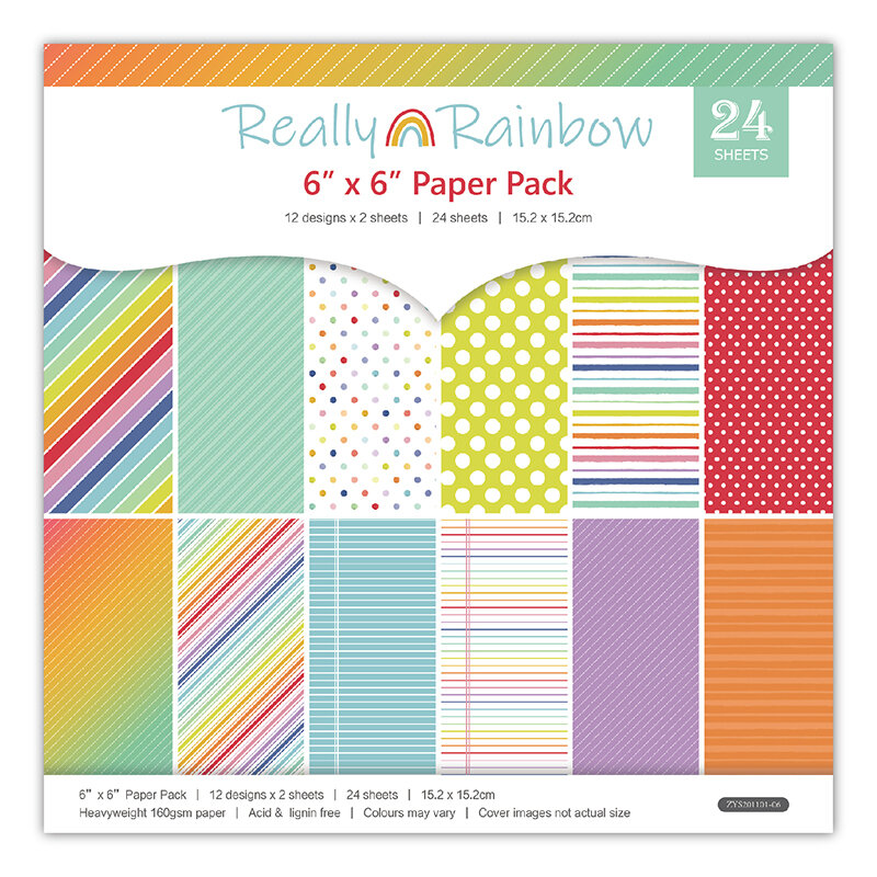 24 sheets 6"X6"the Really Rainbow Pattern Creative Scrapbooking paper pack handmade craft paper craft Background pad