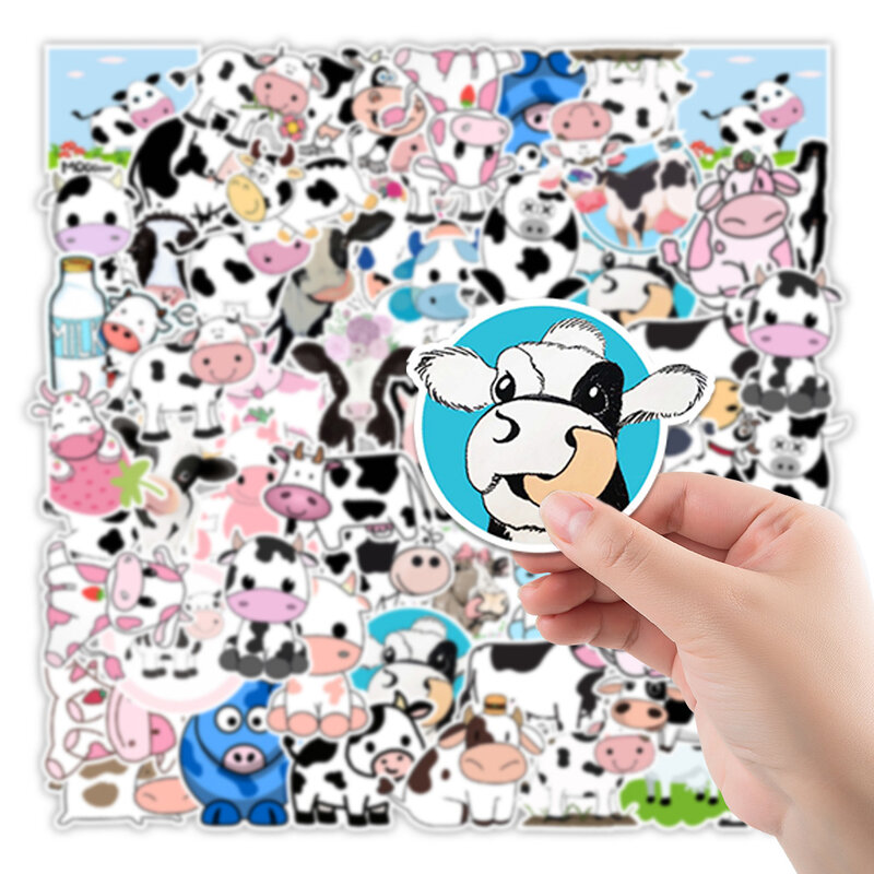 10/30/50 pçs dos desenhos animados bonito leite vaca graffiti geladeira computador notebook adesivos decorativos à prova dwaterproof água atacado