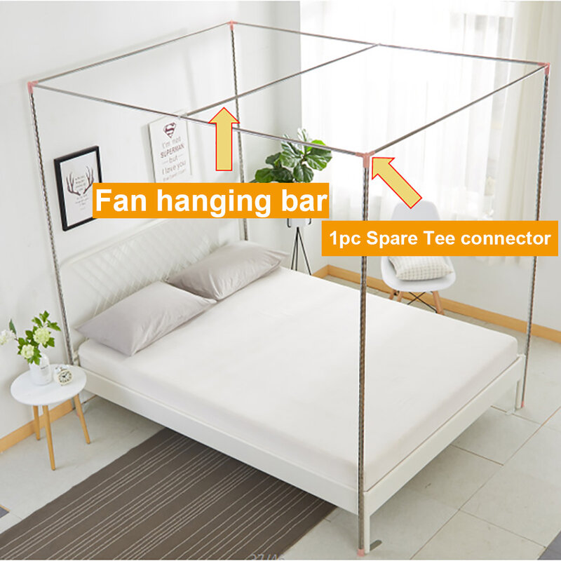 Stainless Steel Mosquito Net Frame Bed Canopy Bracket for Four Corner Bed Easy Install Bed Netting Support without Mosquito Net