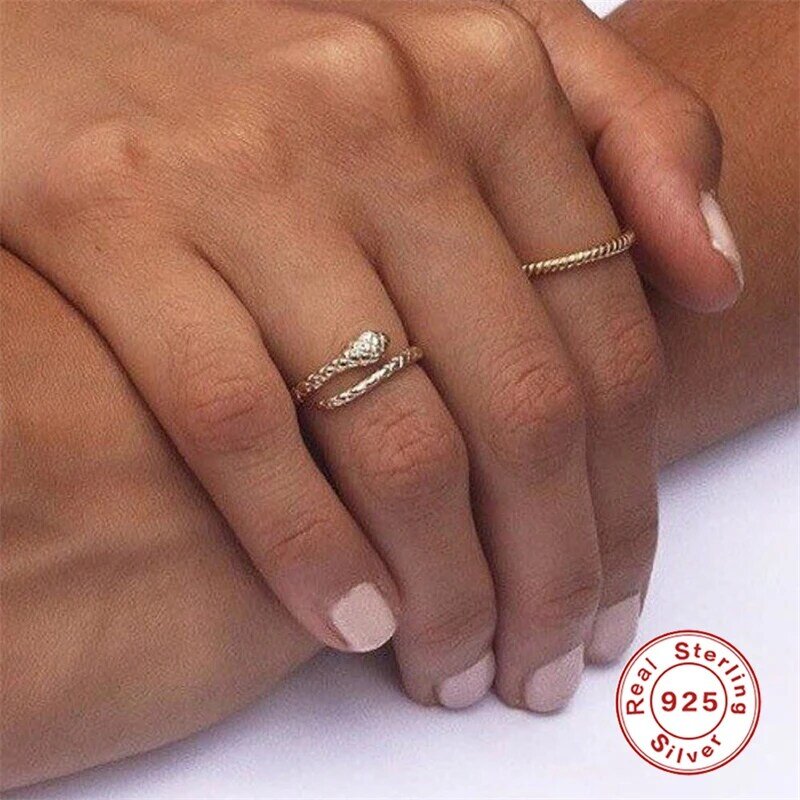 Roxi anel vintage de prata esterlina 925, joia feminina de cobra para homens e mulheres, anel criativo com abertura de personalidade
