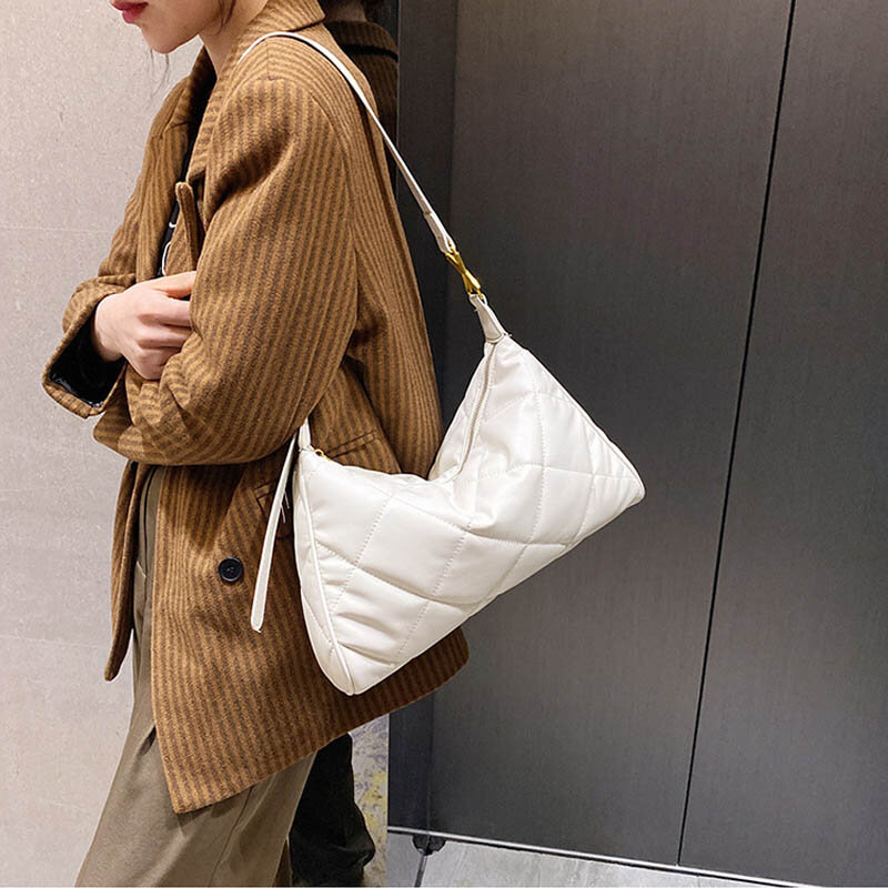 Winter Soft Cotton Shoulder Bag for Women Designer Underarm Bags Fashion Shopping Handbag Purse Casual Female Crossbody Bag