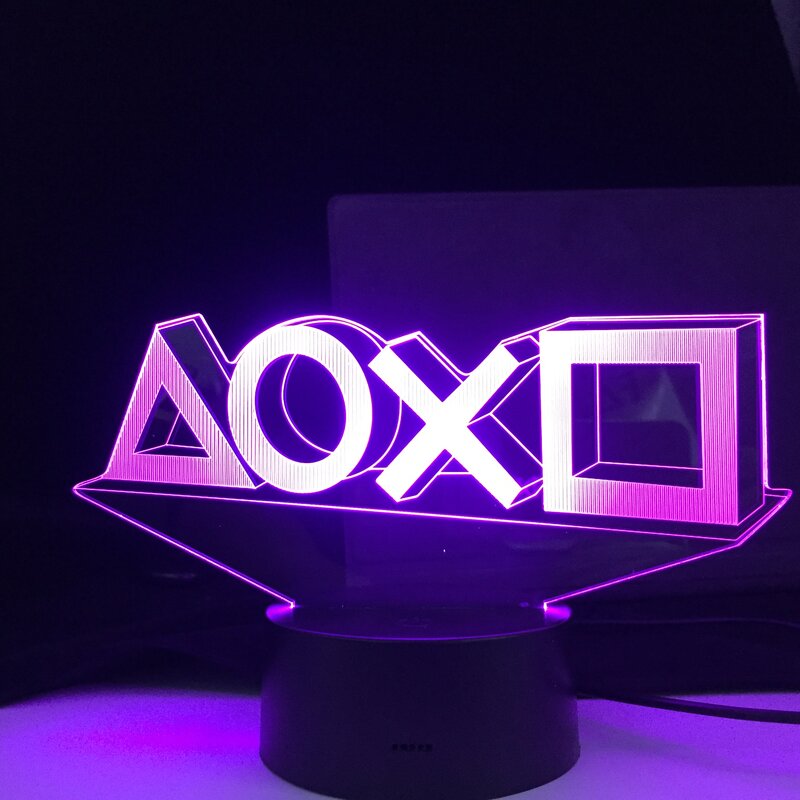 PlayStation sala da gioco scrivania installazione illuminazione Decor lampada da notte a LED sul tavolo icona Console di gioco Logo sensore luce regalo per bambini