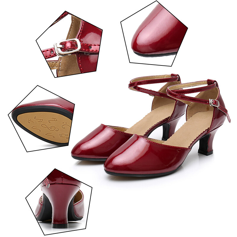 HROYL-zapatos de baile latino para mujer y niña, calzado moderno con punta cerrada, suela de goma, para salón, Tango y Salsa