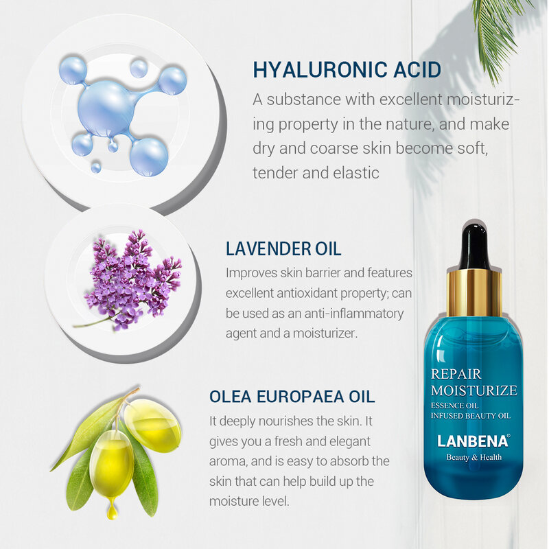 LANBENA – sérum pour le visage à l'acide hyaluronique, huile essentielle, en Ampoule de collagène, nourrissant, blanchissant, raffermissant, hydratant, soins pour la peau