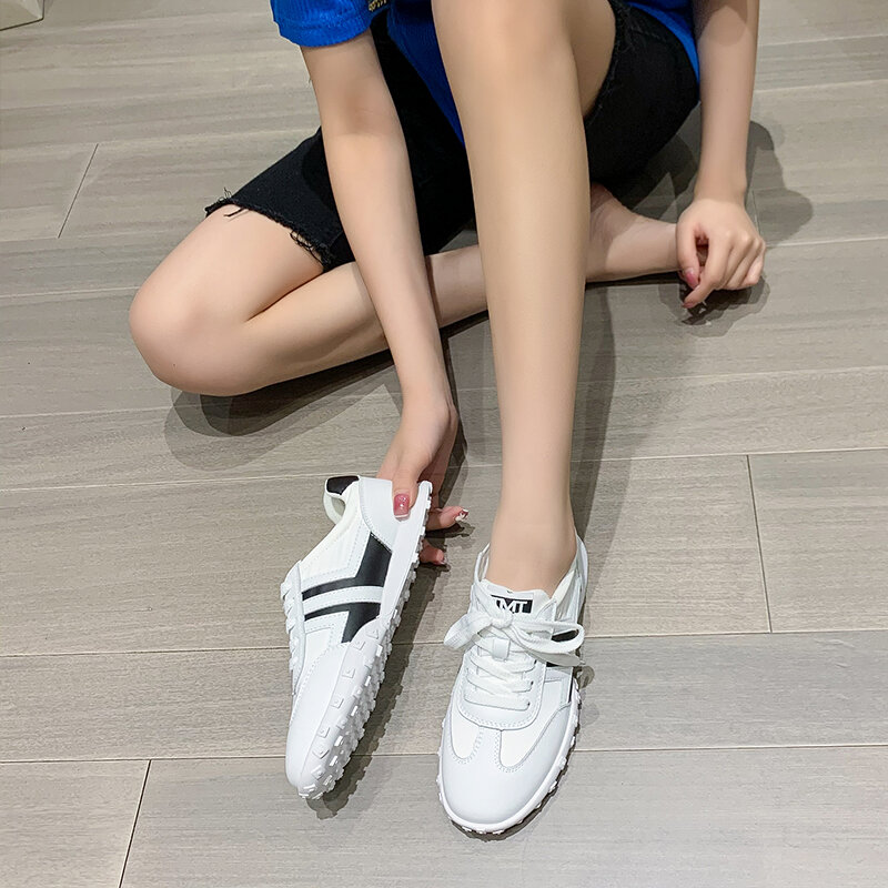 AIYUQI-zapatillas de deporte de piel auténtica para mujer, zapatos informales planos, mocasines para estudiantes, color blanco, novedad de verano, 2021