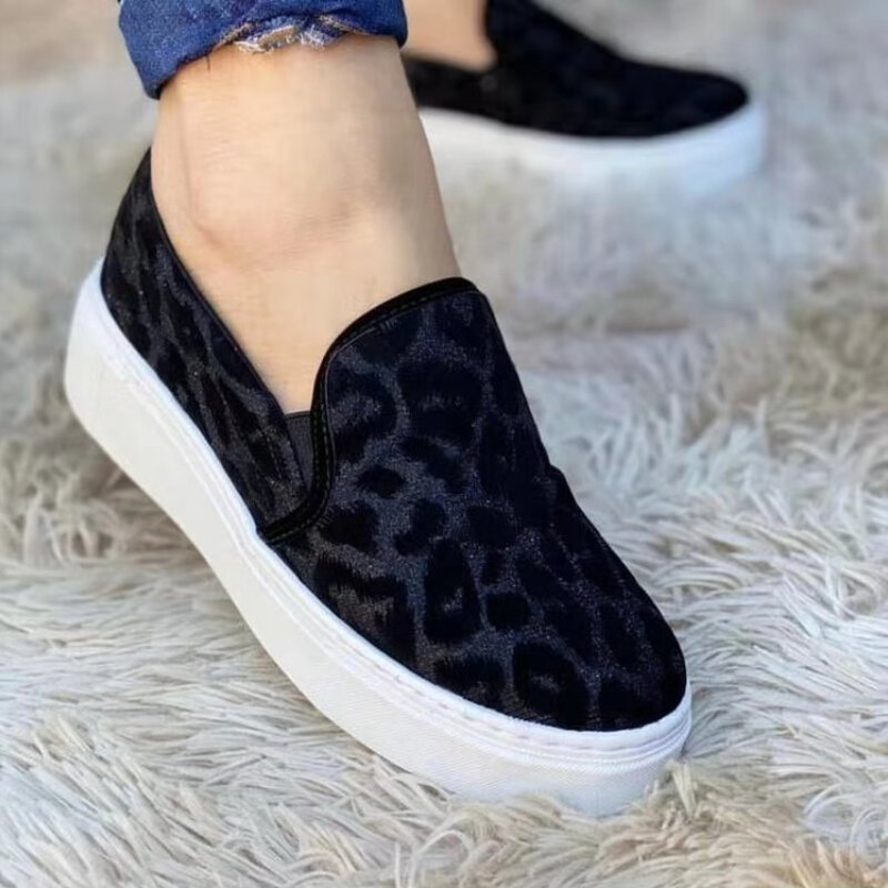 Primavera e no outono novos produtos senhoras mocassins plutônio clássico leopardo impressão confortável dedo do pé redondo plataforma plana sapatos casuais kz181