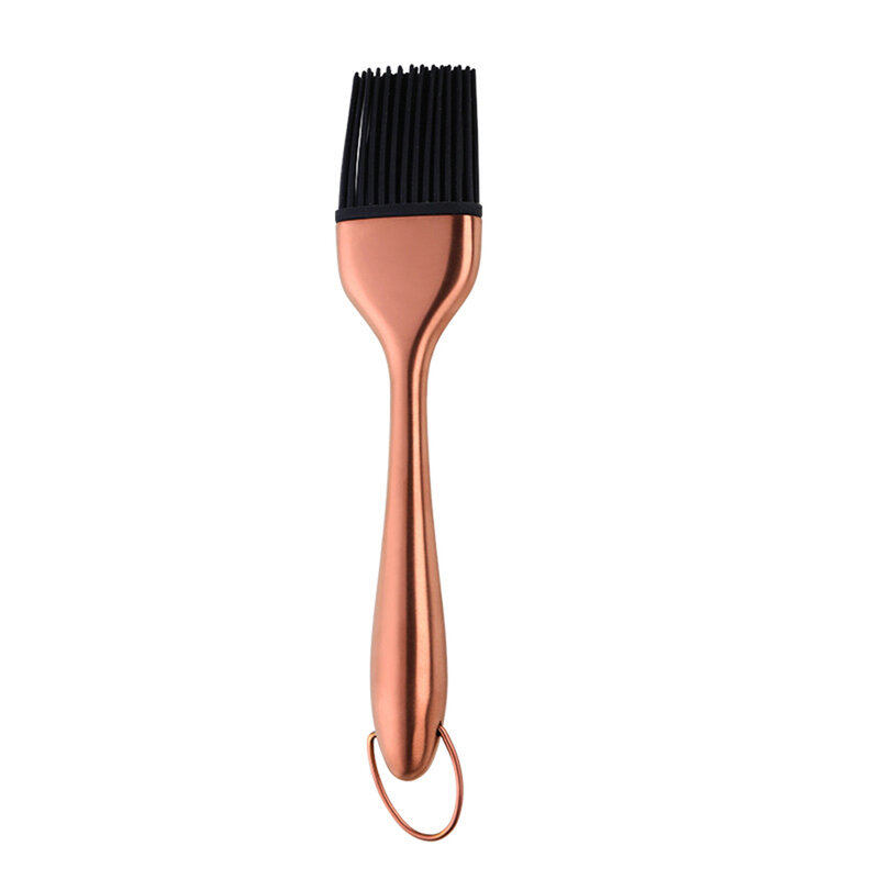 Gold Hangable Stainless Steel Handle Oil Brushes Barbecue brush Silicone Pastry Brushes BBQ Cake Pastry Cooking Kitchen Gadgets