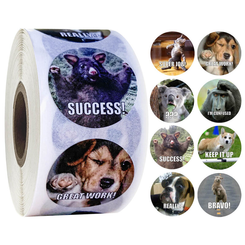 500 Pcs/roll Adesivi Ricompensa per Gli Insegnanti Divertimento Motivazionale & Incentivo Adesivi per I Bambini Alla Moda Animale Meme Giocattoli Adesivi