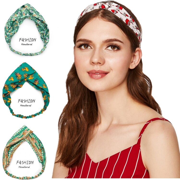 2020 Women Lion Print Bandanas HairBands Vintage Turban Headwear Head Girls Hair Accessories for Women Hair Bands ladies Hoop