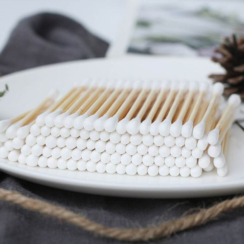 10/20/30pcs Double Head  Disposable Cotton Swab  Wood Cotton Swabs Nose and Ear Cleaning StickBeauty Makeup tools