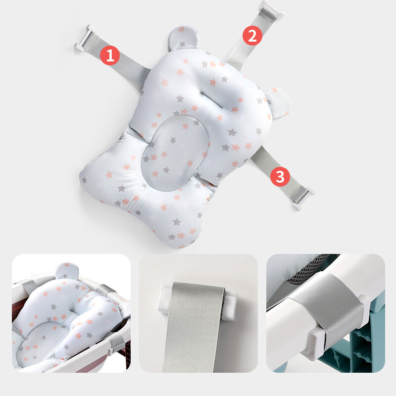 Cuscino da bagno per bambini cuscino da bagno per neonato portatile cuscino antiscivolo sedile per neonato galleggiante per vasca da bagno cuscino per doccia supporto per tappetino sicurezza