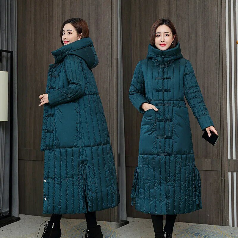 Зимняя женская куртка 2021, пальто с хлопковой подкладкой для мам, длинное пальто с хлопковой подкладкой, новое пальто с принтом