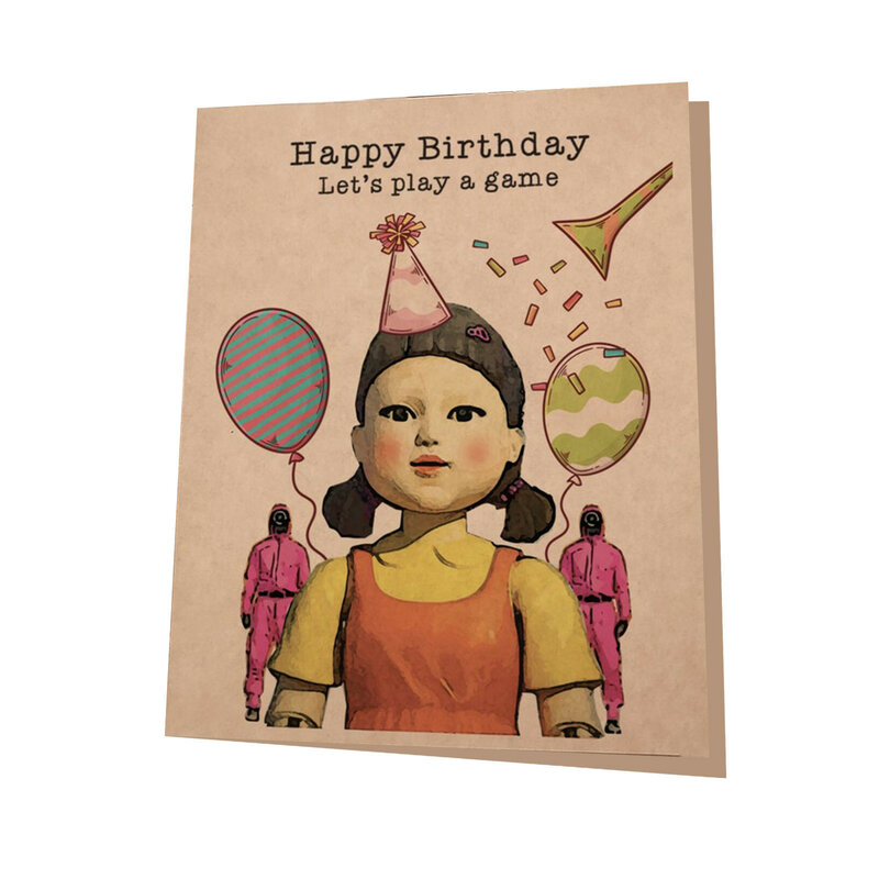 Cartão de aniversário feliz aniversário criativo lula jogo festa convite obrigado presente cartão de personagem tv lula jogo filme série ofício