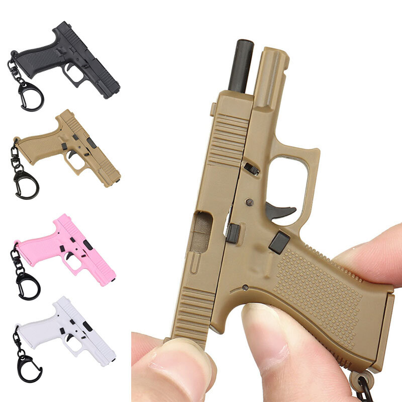 2021 미니 권총 모양 전술 키 체인 휴대용 키 장식 분리형 글록 45 총 무기 열쇠 고리 열쇠 고리 트렌드 선물