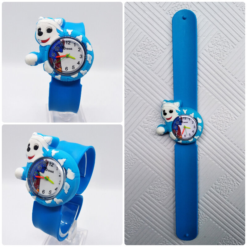Equipo de perros juguete de los niños reloj bebé tiempo de aprendizaje pulsera chico s bofetada relojes niñas chico de cumpleaños regalo niño estudiantes reloj