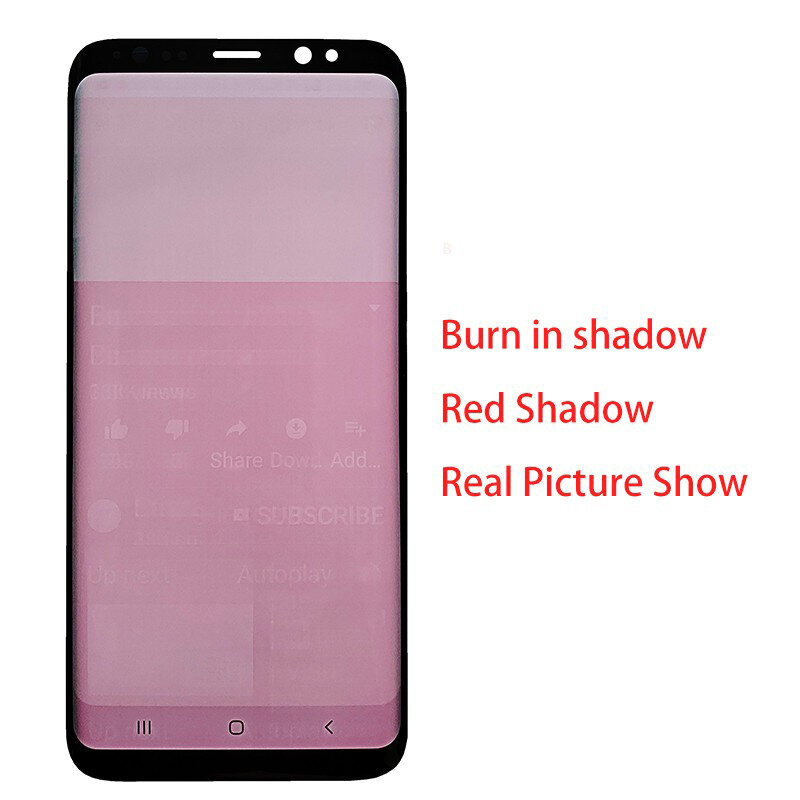 สีแดงเงาสำหรับ Samsung Galaxy S8จอแสดงผล LCD AMOLED กรอบ G950F S8 Plus G955U Original Burn In Touch หน้าจอ
