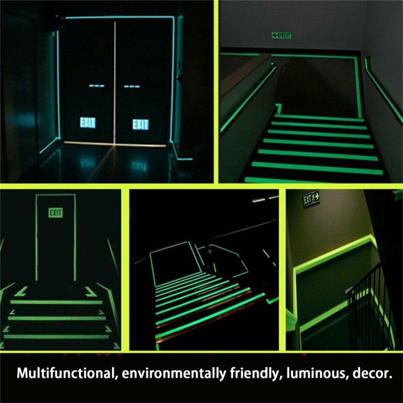 Fita luminosa auto-adesivo à prova dwaterproof água e brilho removível no escuro usado para escadas portas passarela 1 volume