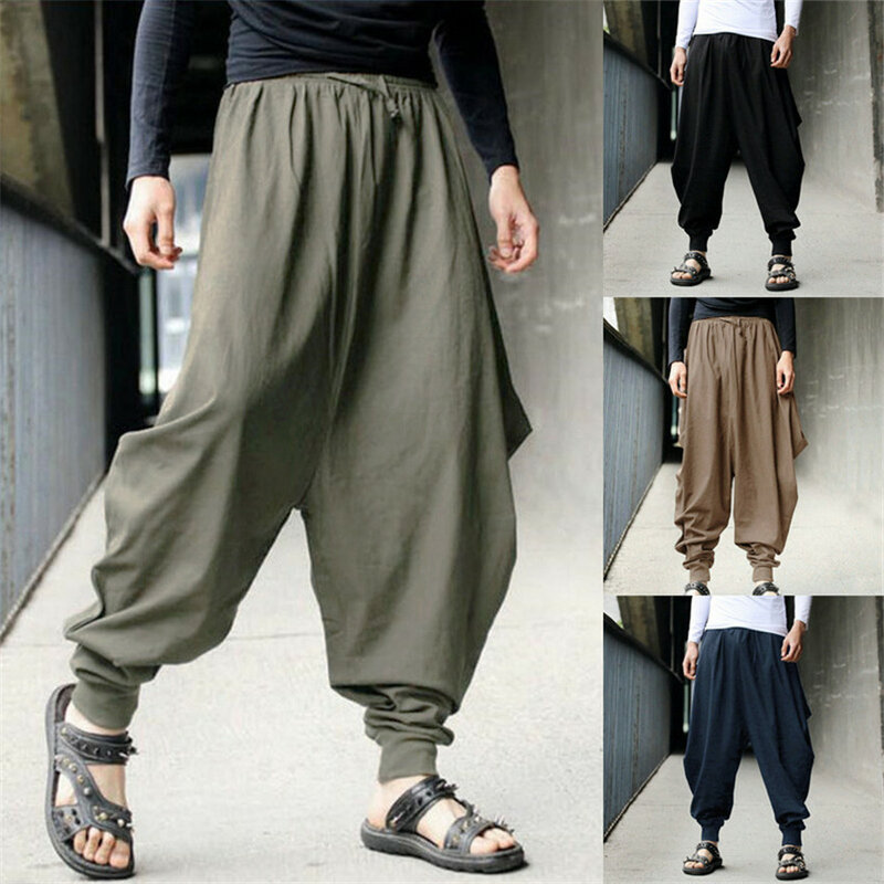 Pantalon Haroun en coton pour hommes, vêtement traditionnel chinois, ample et décontracté, Costume de samouraï Hakama Hip Hop, nouvelle collection 2020