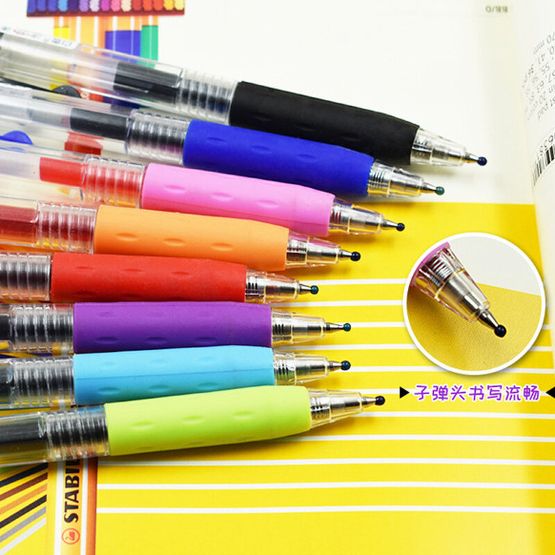 Juego de bolígrafos de gel de 0,5mm para la escuela, bonitos bolígrafos de colores, material de oficina, papelería, 8 Uds.