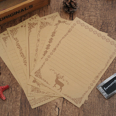 8 pcs/set European Vintage Style Writing letter Paper Love Kraft Letters Good Quality Culture Stationery Office School Supplies