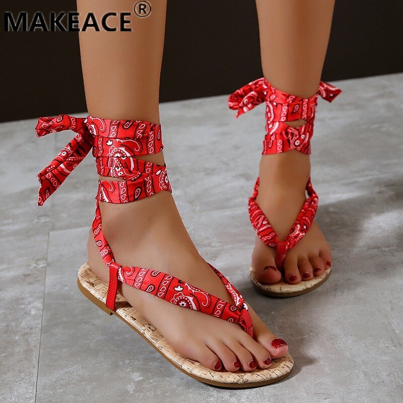 Ladies Sandals New Roman Ankle Strap Open Toe Sandals Fashion Beach Party Shoes Casual Slippers 36-43 Leopard Print Flip Flops