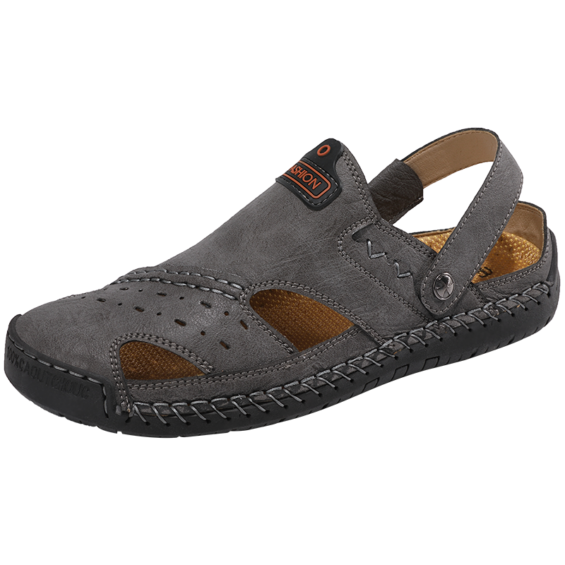 Yishen nova sandálias macias casuais masculinas confortáveis sapatos de couro de verão masculino verão romano sandálias de praia ao ar livre tamanho grande 38-48