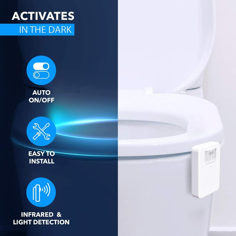 Lampu Malam Dudukan Toilet LED Sensor Gerak PIR Lampu Induksi Lampu Kamar Kecil 16 Warna Lampu Latar Mangkuk Lampu untuk Kamar Mandi