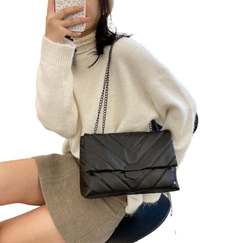 Novo casual corrente crossbody sacos para as mulheres moda simples bolsa de ombro senhoras designer bolsas de couro do plutônio mensageiro sacos