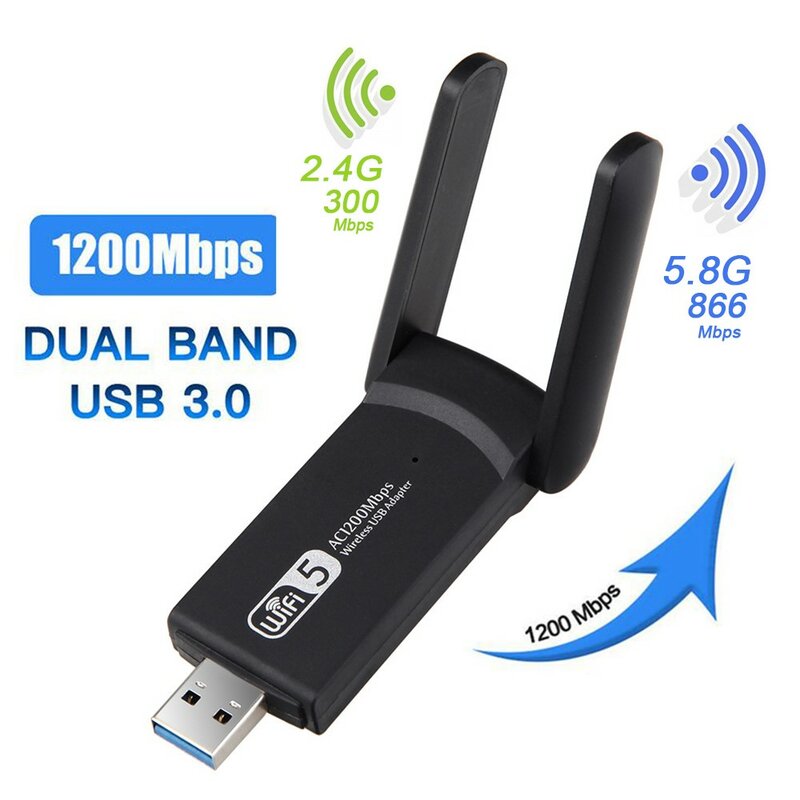 USB-адаптер Wi-Fi 1200 Мбит/с, двухдиапазонный, 2,4 ГГц, 5,8 ГГц, USB 3,0, Wi-Fi 802,11, беспроводной сетевой адаптер для настольного ноутбука