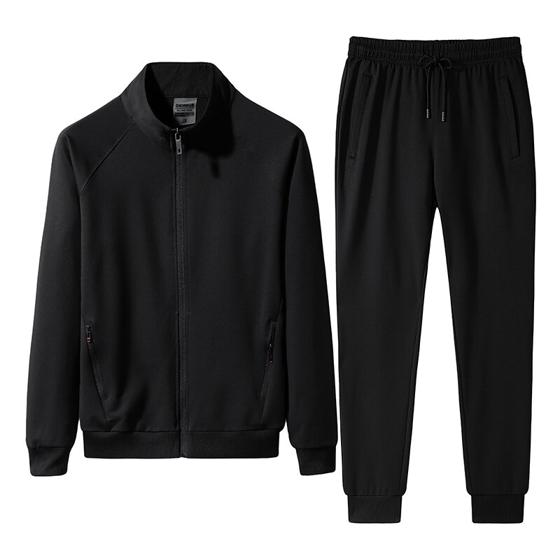 Traje deportivo para hombre, conjunto de 2 piezas, chaqueta + Pantalones, chándal ajustado informal, ropa sólida