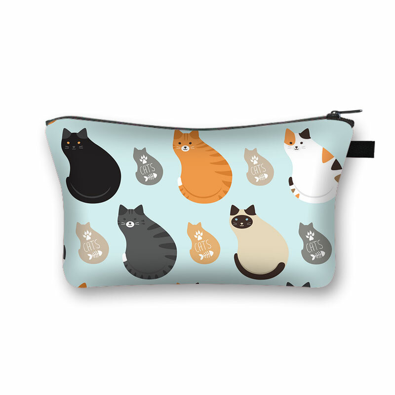 Cute Kitten Cat Cosmetic Bag Women Cartoon Pets Cat Makeup Bags Lady Handbags Purse Lipstick Bag Portable Toiletry Bags Gift