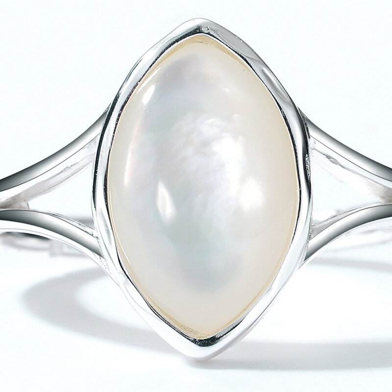 Allnoel sólido 925 prata esterlina anel ajustável concha branca anel feminino casamento criativo designer jóias estilo simples novo