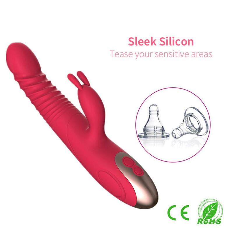 Eléctrico inalámbrico telescópica lengua vibrador conejo mujer punto G automática en vagina vibradora consolador juguetes sexuales para mujer