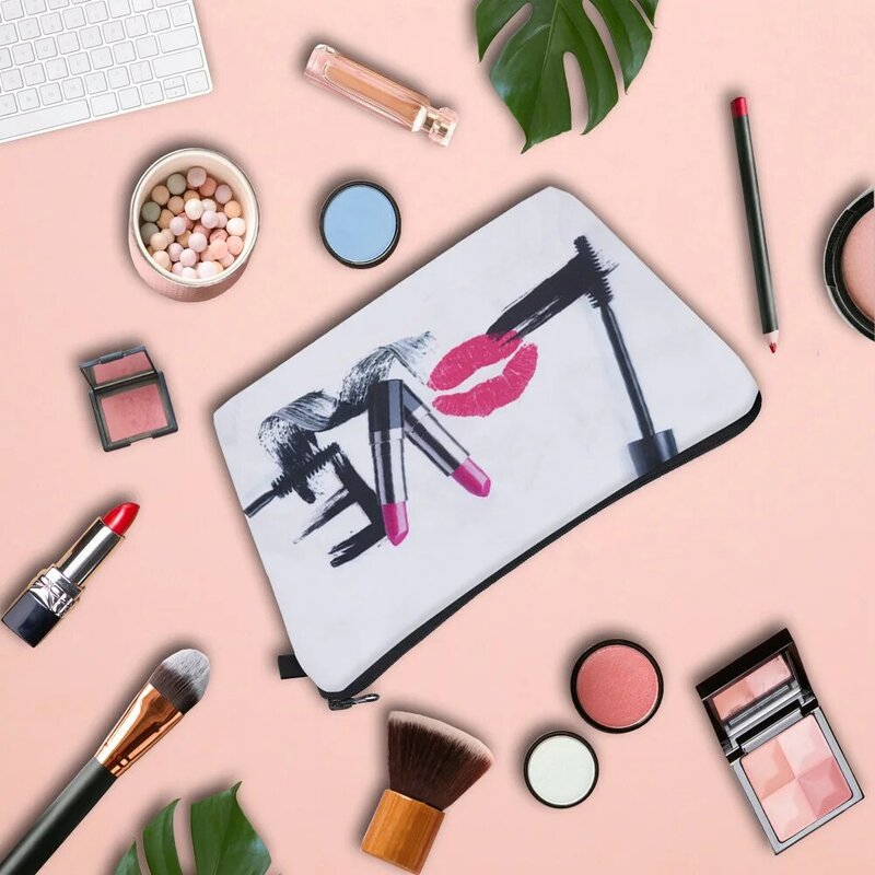 Bolsa de almacenamiento de cosméticos impermeable, bolso con cremallera bonita de algodón y poliéster, organizador de maquillaje para mascarillas, 2020
