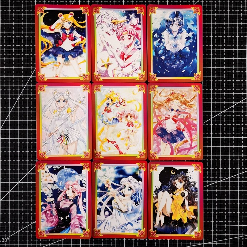 Conjunto de 9 unids/set de juguetes coleccionables de Sailor Moon para niñas, pasatiempos, colección de juego, cartas de Anime, belleza Sexy