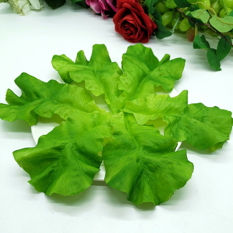 5 pçs artificial folhas de alface pvc simulação verde falso vegetal cozinha festa decoração crianças fingir jogar
