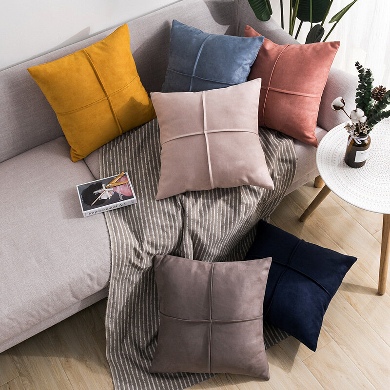 Capas de almofada camurça estilo listrado decorativo lance fronhas fronhas para casa sofá assento de carro cadeira capa 45x45cm