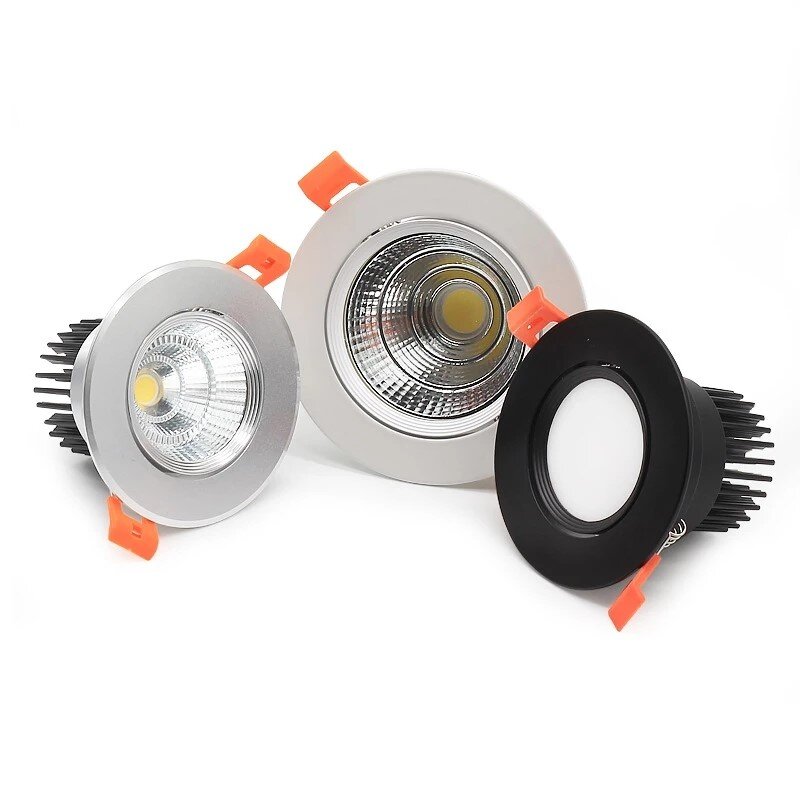 Round dimmable embedded LED downlight 5W 7W 9W 12W 15W 18W COB LED ceiling light spotlight AC110-220V indoor lighting