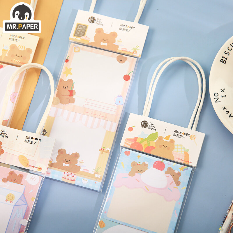 Mr Paper 80 sztuk/partia Cute Bear Paper karteczki samoprzylepne dekoracje Memo Pads kreatywne artykuły papiernicze artykuły biurowe szkolne etykiety