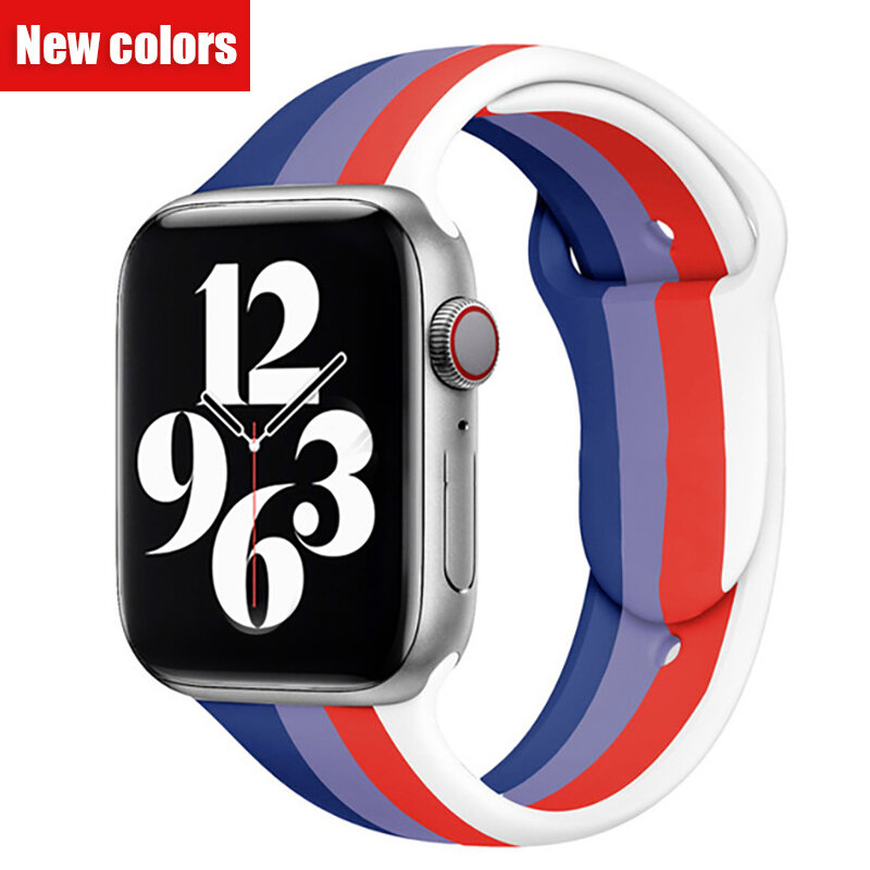 Correa de silicona deportiva arcoíris para Apple Watch, correa de reloj Unity negra de 42mm y 38mm para iWatch Series 7, 6 se, 5, 4, 3, 40/44mm, 45/41mm