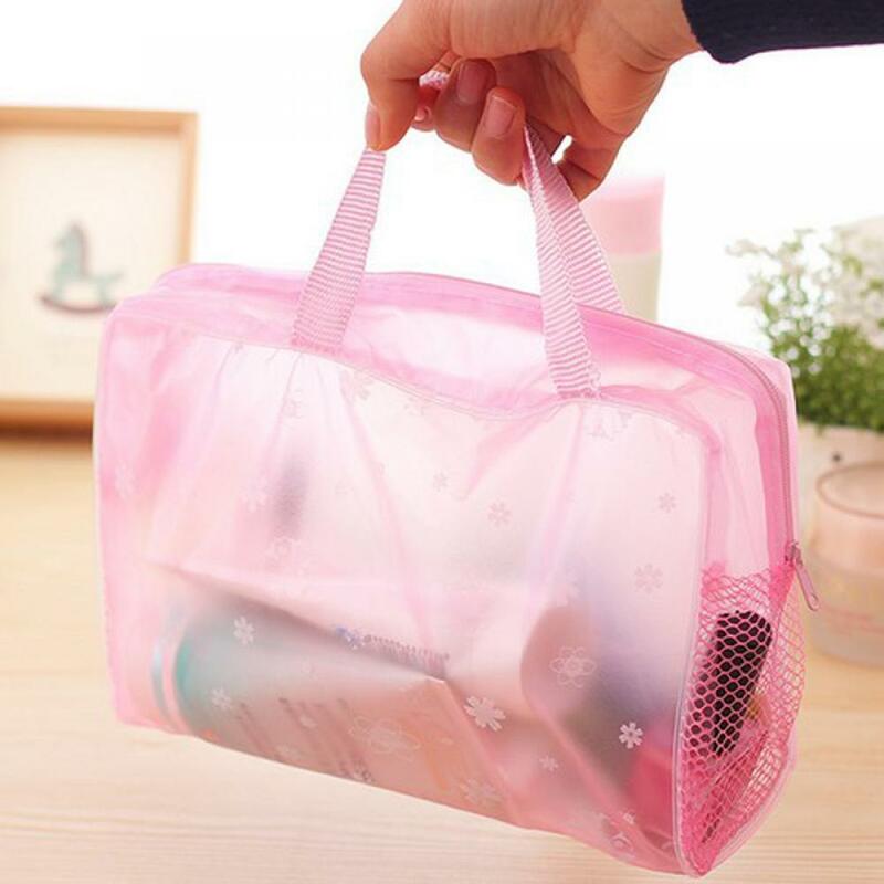 New Ladies Travel Portable Makeup Bag Toiletry Bathing Transparent Case Waterproof Cosmetic Toiletry Zip Bag Beauty Wash Bags